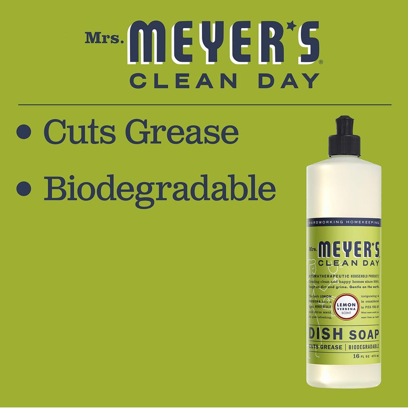 MRS. MEYER'S CLEAN D السّيدة. مايرز كلينداي صابون الأطباق السائل القابل للتحلل بتركيبة الليمون لويزة 16 أونصة سائلة. أوقية - Image 4